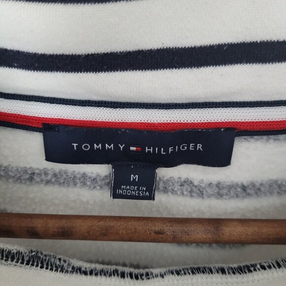 Tommy Hilfiger Blue Stripe Funnel Neck Sweatshirt Womens Size M Classic Pullover - Picture 4 of 8